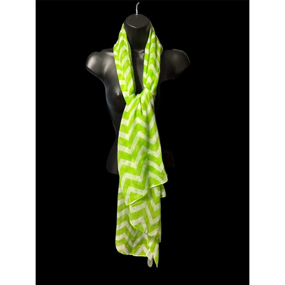 New lime green and white lightweight scarf